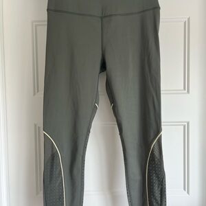 Avia Army Green Leggings with Cream/Yellow Accents